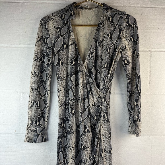 DVF Faux Wrap Snake Print Dress, Petite - Picture 3 of 7